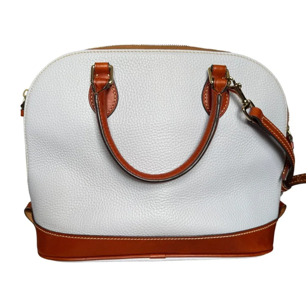 Dooney & Bourke pebble grain zip zip leather satchel crossbody light blue